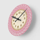 Roze, wit en goud kanten patroon ronde klok (Hoek)