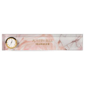 Roze wit en goud marmer gepersonaliseerd naambordje (Voorkant)