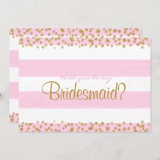 Roze wit en goud zijn mijn bruidsmeisje enz. Kaart (Voorkant / Achterkant)