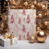 Roze Wit en Gouden Borstel Kerstboom Patroon Cadeaupapier