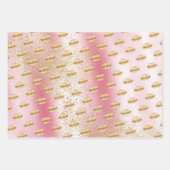 Roze Wit en Gouden Lippen Kus Gouden Glitter XOXO Inpakpapier Vel (Voorkant)