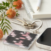 roze wit en grijs geometrisch sleutelhanger (Voorkant Rechts)