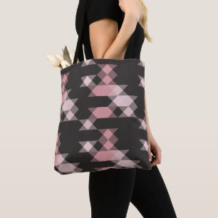 roze wit en grijs geometrisch tote bag