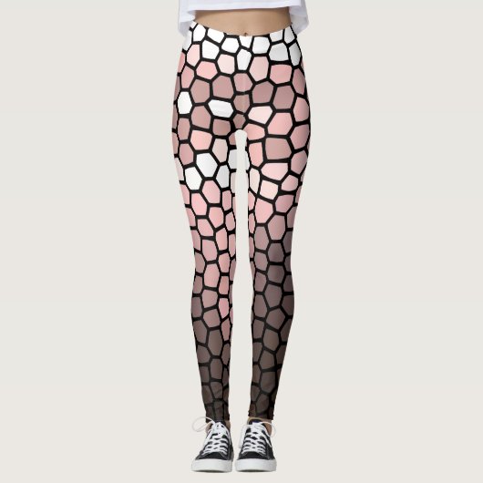 Roze, Wit en Grijs Leggings (Voorkant)