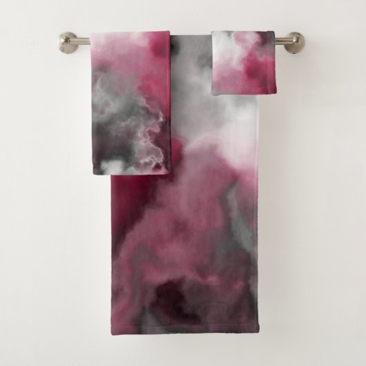 Roze, wit en Grijs Marmered Abstract Bad Handdoek (Insitu)