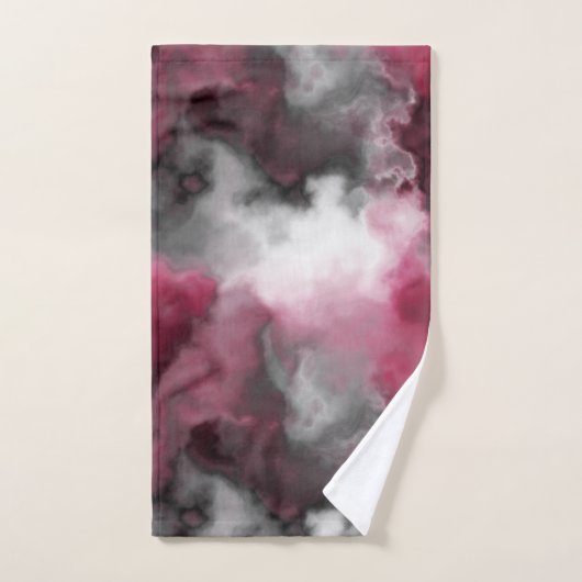 Roze, wit en Grijs Marmered Abstract Bad Handdoek (Handdoek)