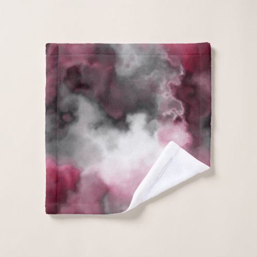 Roze, wit en Grijs Marmered Abstract Bad Handdoek (Wasdoekje)
