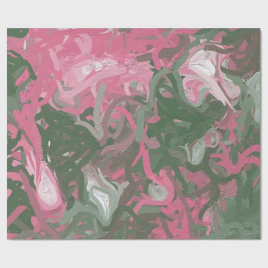Roze, wit en groen Abstract Cadeaupapier (Vlak)