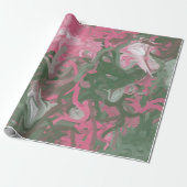 Roze, wit en groen Abstract Cadeaupapier (Uitgerold)