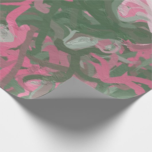 Roze, wit en groen Abstract Cadeaupapier (Hoek)
