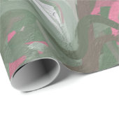 Roze, wit en groen Abstract Cadeaupapier (Rol Hoek)