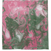 Roze, wit en groen Abstract Douchegordijn (Voorkant)