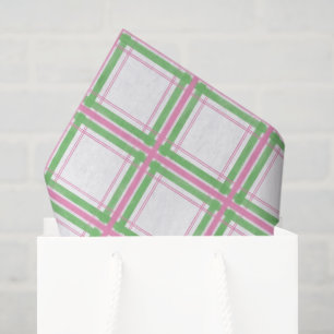 Roze, Wit en Groen Plaid Patterned Tissuepapier