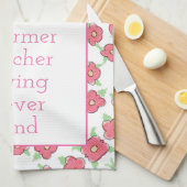 Roze wit en groen theedoek (Quarter Fold)