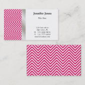 Roze, Wit en Zilver Chevron Visitekaartje (Voorkant / Achterkant)