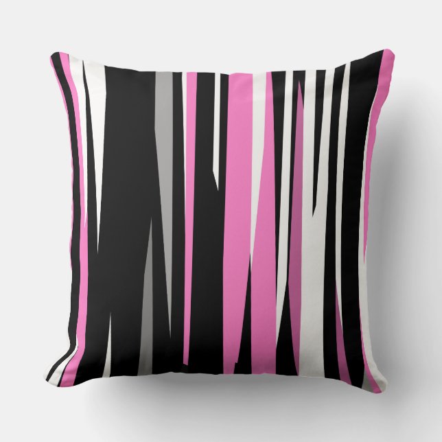 roze wit en zwart abstract kussen (Voorkant)