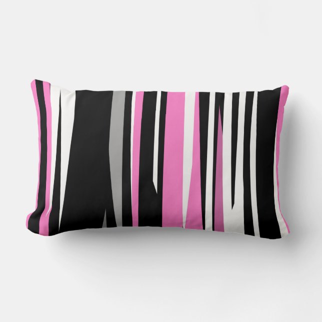 roze wit en zwart abstract kussen (Voorkant)