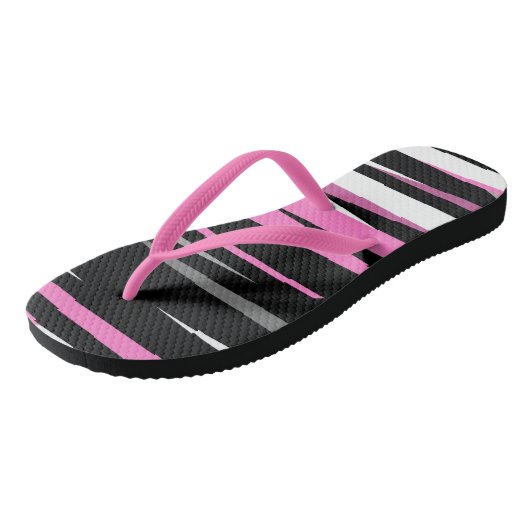 roze wit en zwart abstract teenslippers (Schuin)