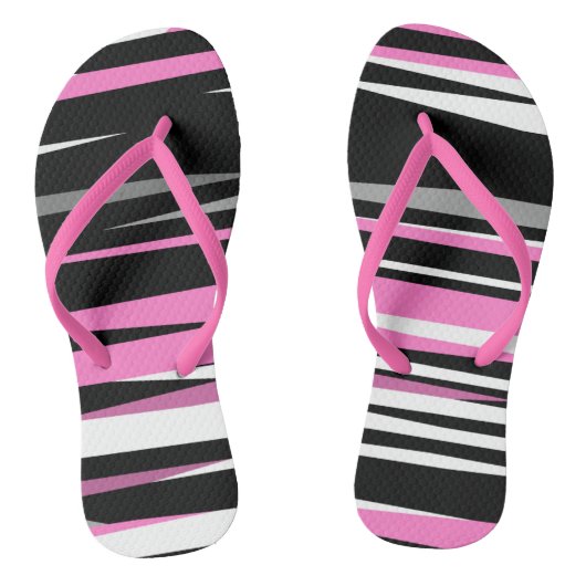 roze wit en zwart abstract teenslippers (Voetbed)