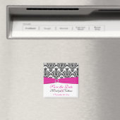 Roze, Wit, en Zwart Damast Bruiloft Favor Magnet (Insitu (Vaatwasser))