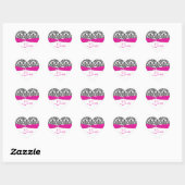 Roze, Wit, en Zwart Damast Love Sticker (Vel)