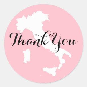 Roze Wit en Zwart Italië Trouw Dank Je Ronde Sticker