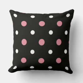 Roze wit en zwart met polka stippen kussen