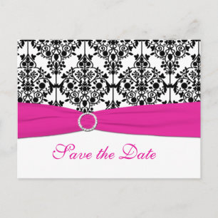 Roze, wit en zwart Save the Date Briefkaart