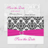 Roze, wit en zwart Save the Date Briefkaart (Voorkant / Achterkant)