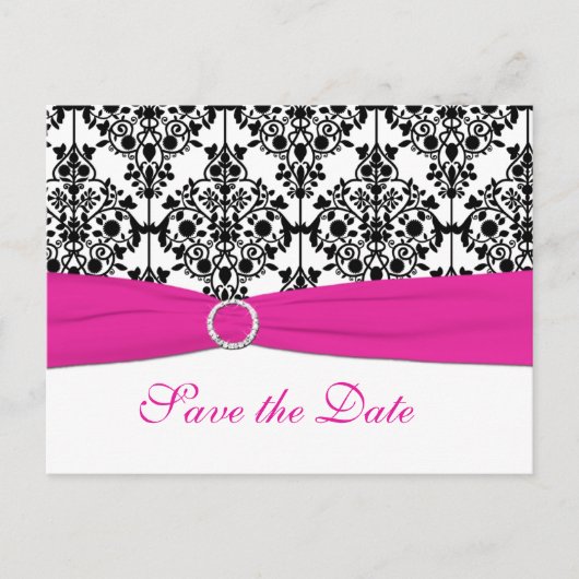 Roze, wit en zwart Save the Date Briefkaart (Voorkant)