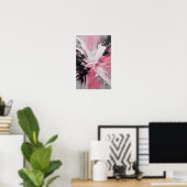 Roze Wit en Zwart Splash Art zonder lijst Poster (Thuiskantoor)