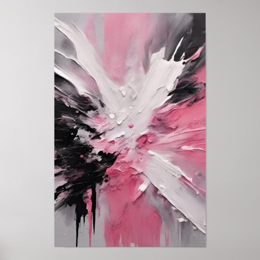 Roze Wit en Zwart Splash Art zonder lijst Poster (Voorkant)