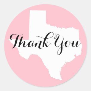 Roze Wit en Zwart Texas Bruiloft Dank u Ronde Sticker