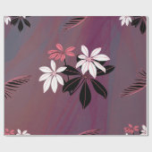 Roze Wit en Zwart tropisch bloemig Cadeaupapier (Vlak)