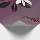 Roze Wit en Zwart tropisch bloemig Cadeaupapier (Hoek)