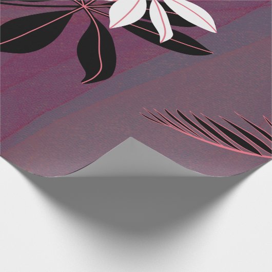 Roze Wit en Zwart tropisch bloemig Cadeaupapier (Hoek)