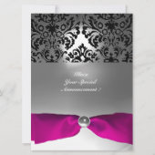 ROZE WIT FUCHSIA DAMAST EDELE STEEN MONOGRAM KAART (Achterkant)