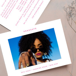 Roze Wit Funky Foto College Foto Afstuderen Aankondiging