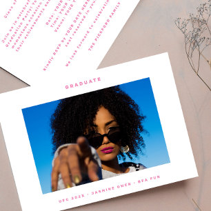 Roze Wit Funky Foto College Foto Afstuderen Aankondiging