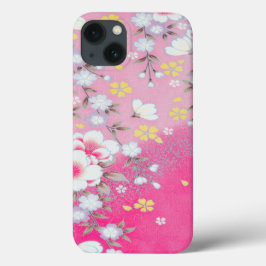  Roze Wit Geel Japans Kimono Floral Case-Mate iPhone Case