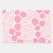 Roze Wit Geel Paarse bloemmotief Inpakpapier Vel (Voorkant 3)