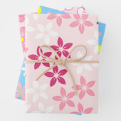 Roze Wit Geel Paarse bloemmotief Inpakpapier Vel (In situ)