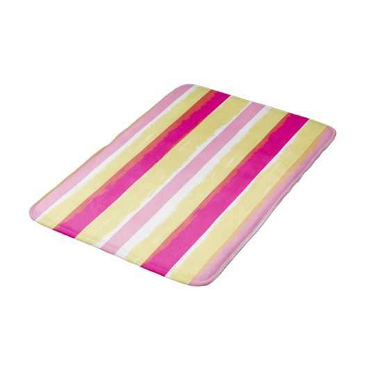 Roze Wit Geel Zomer Strepen Badmat (Gekanteld)