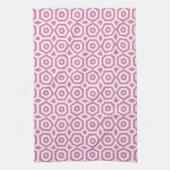 Roze wit geometrisch patroon art deco theedoek (Verticaal)