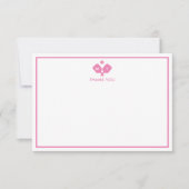 Roze Wit Gepersonaliseerd Monogram Pickleball Bedankkaart (Voorkant)