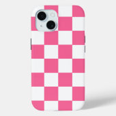 Roze Wit Geruit Check iPhone Case (Achterkant)