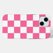Roze Wit Geruit Check iPhone Case (Achterkant (horizontaal))