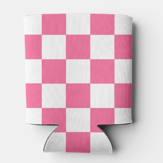 Roze wit geruit controlepatroon blikjeskoeler (Achterkant)