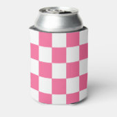 Roze wit geruit controlepatroon blikjeskoeler (Blikje Achterkant)