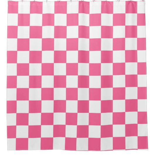 Roze wit geruit controlepatroon douchegordijn (Voorkant)